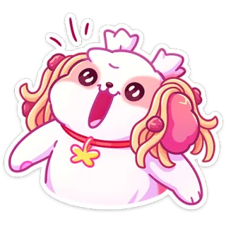 🍜 5ff64fca hond, schattig, cartoon, spaghetti, gehaktballen, grappig, kawaii telegram sticker