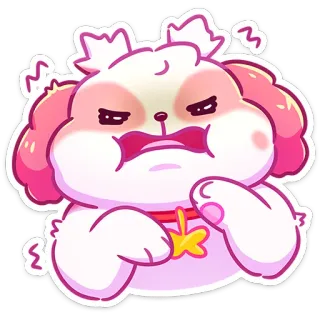 🤢 e23190e5 hond, schattig, boos, cartoon, roze, huisdier, dier, uitdrukking telegram sticker