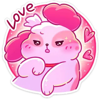 ❤️ f00e8754 Love liefde, schattig, hond, roze, schattig, kawaii telegram sticker