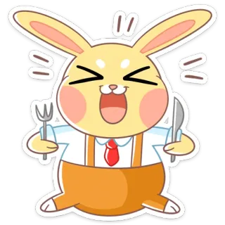 🍴 bd285bd5 konijn, cartoon, eten, hongerig, eten, schattig telegram sticker