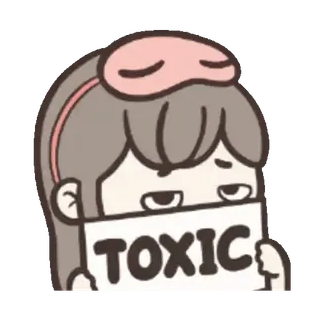 🐱 2ec1c6e2 TOXIC giftig, Laune, schläfrig, niedlich, Cartoon, Schlafmaske, Mädchen, Warnung whatsapp sticker
