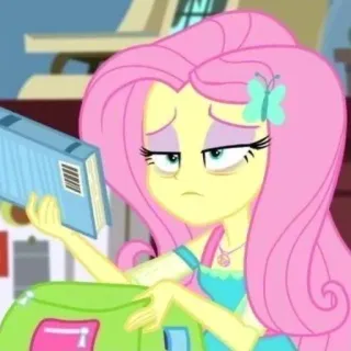 🌸 4c69b6f2 Fluttershy My Little Pony мультфильм, пони, персонаж, уставший, флаттершай telegram sticker