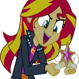 😈 4da19224 Sunset Shimmer My Little Pony: Equestria Girls sunset shimmer, equestria girls, cartoon, magic, star, girl telegram sticker
