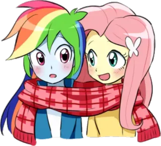 👩‍❤️‍👩 59fe724c Rainbow Dash My Little Pony cartoon, Friendship, Cute, Rainbow Dash, Fluttershy, Scarf telegram sticker