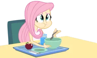 😋 9cd18b1b Fluttershy My Little Pony: Equestria Girls cartoon, animation, lunch, fluttershy, mlp, equestria girls telegram sticker