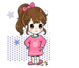 👩 12ead3f1 ragazza, cartone animato, carino, rosa, coniglio, stella, scintillio whatsapp sticker