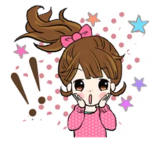 😱 28545867 Cartone animato, Kawaii, Anime, Scioccato, Esclamazione, Carino, Ragazza whatsapp sticker