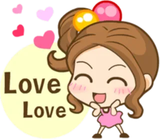 😊 4173406d Love Love amore, carino, cartone animato, ragazza, cuore, positivo whatsapp sticker