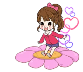 🙍 4b99ba68 cartone animato, ragazza, fiore, cuori, carino whatsapp sticker