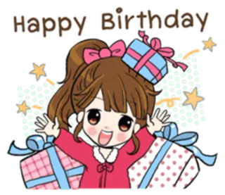 🎁 4f14de5b Happy Birthday compleanno, festa, regali, party, cartoni animati whatsapp sticker