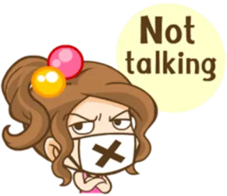 🤐 58d3847e Not talking ragazza, muto, non parla, silenzio, cartone animato, espressione whatsapp sticker