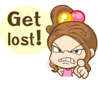 😠 6e67a71d Get lost! cartone animato, arrabbiata, ragazza, vattene, chibi, espressione whatsapp sticker