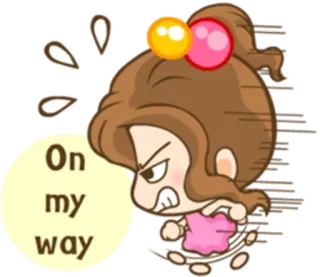 🏃 6efe1ce6 On my way cartone animato, animato, fretta, correndo, espressione, femmina, ragazza whatsapp sticker