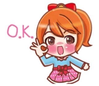 👌 96d90b5f O.K. ok, anime, sticker, ragazza, carino whatsapp sticker