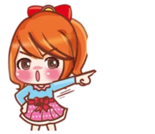 👉 9ff85a68 cartone animato, ragazza, chibi, carino, indicando whatsapp sticker