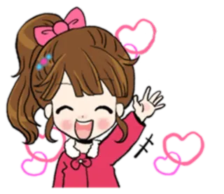 🙋 b4945664 cartone animato, ragazza, carina, cuori, salutando whatsapp sticker