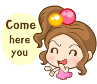 🙍 c6a2ae8f Come here you Cartone animato, Ragazza, Carina, Parlando, Vieni qui whatsapp sticker