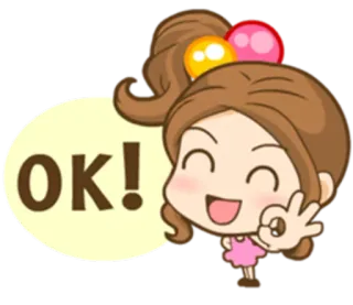 👌 c9273f80 OK! ragazza, ok, okay, gesto, cartone animato, carino whatsapp sticker