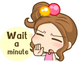 🖐 cb546202 Wait a minute cartone animato, ragazza, espressione, aspetta, minuto, carino whatsapp sticker