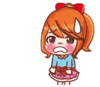 😰 cf7c53ba ragazza anime, carina, arrossendo, cartone animato, preoccupata whatsapp sticker