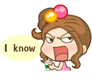 🙎 de65d87a I know arrabbiata, donna, cartone animato, espressione, infastidita, sarcastica whatsapp sticker