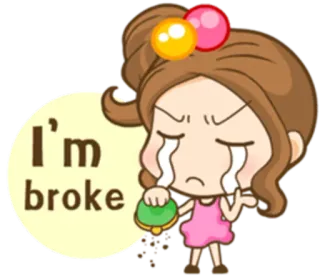 💸 f05c58ca I'm broke al verde, piangere, triste, portafoglio, soldi, cartone animato whatsapp sticker