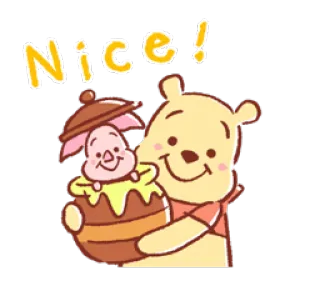 😄 4ea79c10 Winnie the Pooh Nice! winnie the pooh, piglet, mono, amigable, tarro de miel, agradable telegram sticker