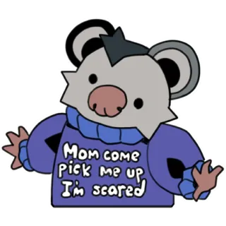 🙂 28ba8d7d Mom come pick me up I'm scared Kreskówka, Przerażony, Mama, Słodki, Zwierzę, Koszulka telegram sticker
