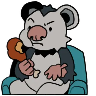 ❓ cc4ca6a3 niedźwiedź, kreskówka, zwierzę, jedzenie, kurczak, postać telegram sticker