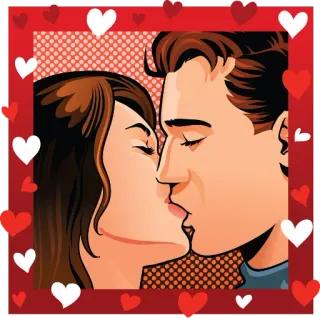 💏 0a00b7cf 亲吻, 爱, 情侣, 浪漫, 卡通 telegram sticker