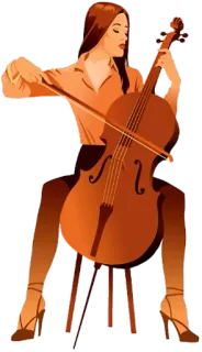 🎻 193c5b9c 女人, 大提琴, 音乐, 音乐家, 乐器, 弦乐, 艺术, 绘画 telegram sticker