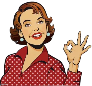 👌 32265536 女人, 复古, 波普艺术, 复古, OK手势, 梗 telegram sticker