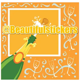 🆔 5b6ca69b @Beautifulstickers 香槟, 庆祝, 派对, 酒精, 瓶子, 玻璃杯 telegram sticker