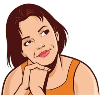 ☺️ 5b6f190e 女人, 思考, 沉思, 卡通, 人物 telegram sticker