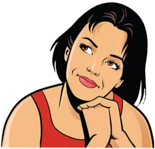 😊 758635b6 女人, 卡通, 思考, 肖像, 插图, 女孩 telegram sticker