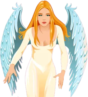 😇 83b4f6ba 天使, 翅膀, 女人, 卡通, 插图, 人物, 幻想 telegram sticker