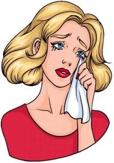 🤧 ab13fb66 哭泣, 悲伤, 女人, 金发, 眼泪, 难过, 纸巾 telegram sticker