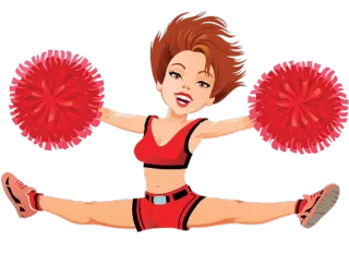 😃 d471a093 啦啦队, 运动, 绒球, 女孩, 欢呼, 红色, 制服 telegram sticker