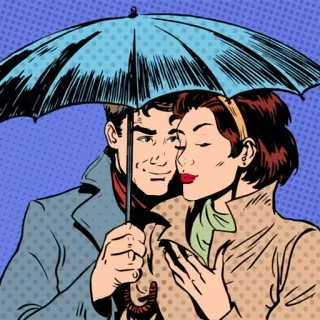 💑 ed3d5215 カップル, 傘, 愛, ロマンス, 雨, 男性, 女性, 天気 telegram sticker