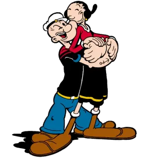 ❤ a49a4ad4 Popeye 卡通, 大力水手, 奥利弗, 拥抱, 情侣 telegram sticker