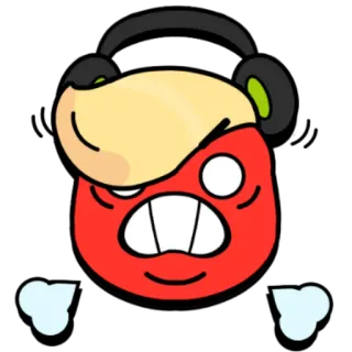 😡 5ca5afac 만화, 화난, 빨간색, 헤드폰 telegram sticker