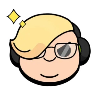 🤓 d4dd4649 만화, 캐릭터, 안경, 헤드폰, 금발, 반짝이 telegram sticker