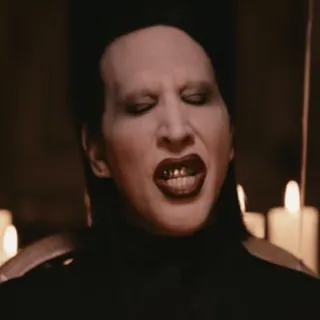 🌟 0b5910d3 Marilyn Manson musisi, penyanyi, shock rock, gothic, makeup telegram sticker