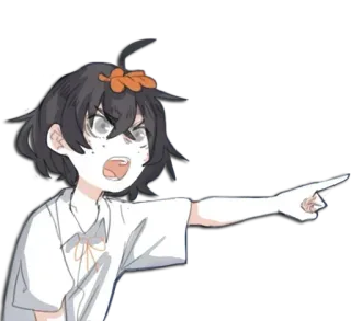 🤏 33227f15 애니메이션 여자, 가리키는, 화난, 짧은 머리, 만화, 여자, 인물 사진 telegram sticker