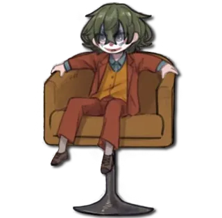 🤡 b47497e6 Joker 광대, 악당, 캐릭터, 조커, 만화, 앉아있는, 의자 telegram sticker