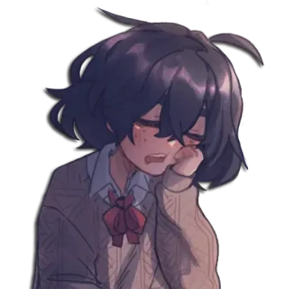 😴 dd534fce 애니메이션, 소녀, 슬픈, 우는, 교복, 감정적인 telegram sticker