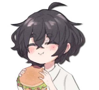 🍔 188b5661 การ์ตูน, กิน, แซนวิช, มีความสุข, อาหาร telegram sticker