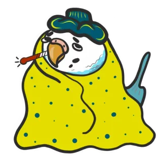 🤒 c49085e4 鸟, 鹦鹉, 生病, 不舒服, 体温, 发烧, 卡通, 可爱 telegram sticker