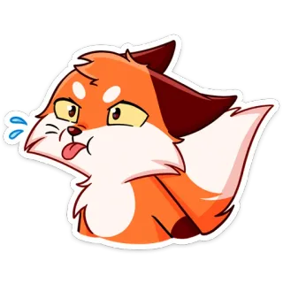 😝 d37ee526 狐狸, 动物, 卡通, 可爱, 疲惫, 流汗, 舌头, 贴纸 telegram sticker