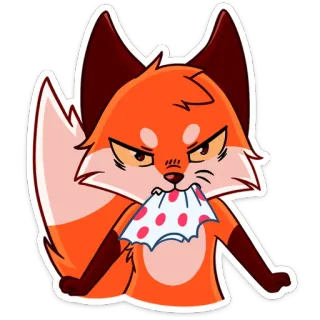 😡 eef7ca7d 狐狸, 卡通, 动物, 贴纸, 搞笑, 生气, 可爱 telegram sticker